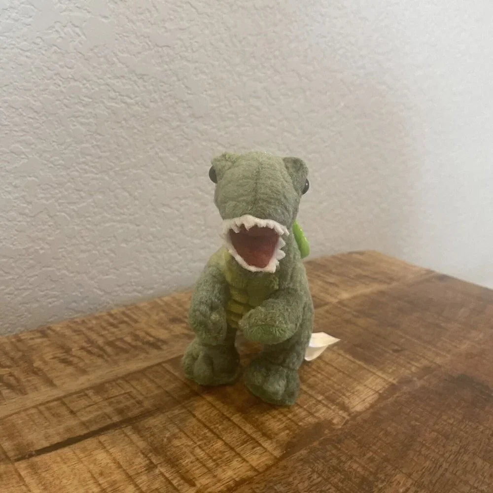 T Rex Dinosaur Backpack Clip Green Soft Plush Stuffed Animal Kids Toy